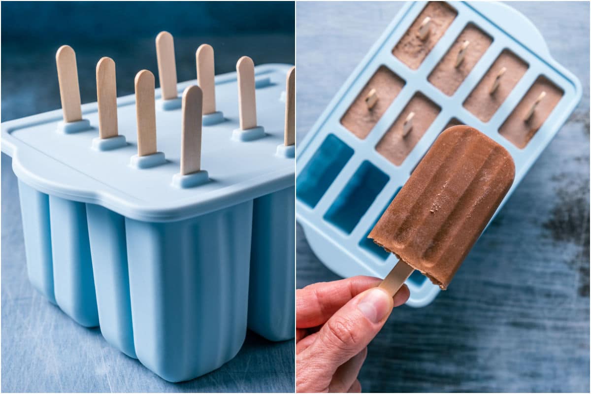 Popsicles in a mold and then removed from the mold.