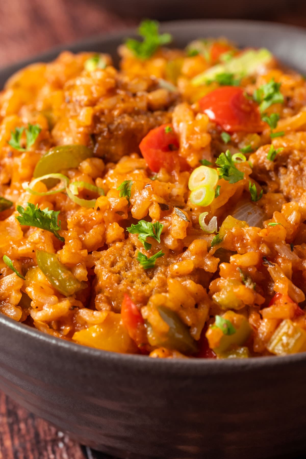 Vegan jambalaya in a bowl.